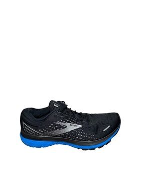 Brooks ghost 13 Black Running Shoe with Blue Midsole Accent size 12